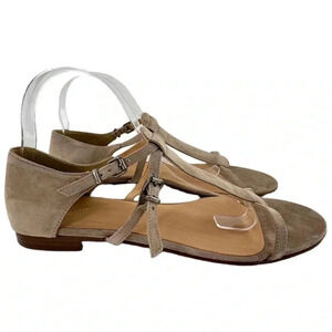 J crew womens sandals size 10 taupe Italian suede t-strap gladiator
